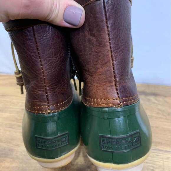 🌳sperry top sider leather waterproof duck boots. Size 7. Hunter green/ ma… - Picture 3 of 10